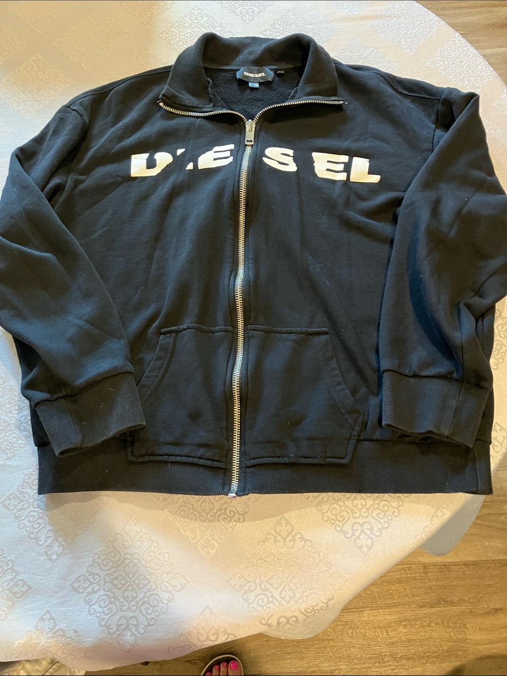 Diesel Black Full-Zip Sweatshirt with White Logo